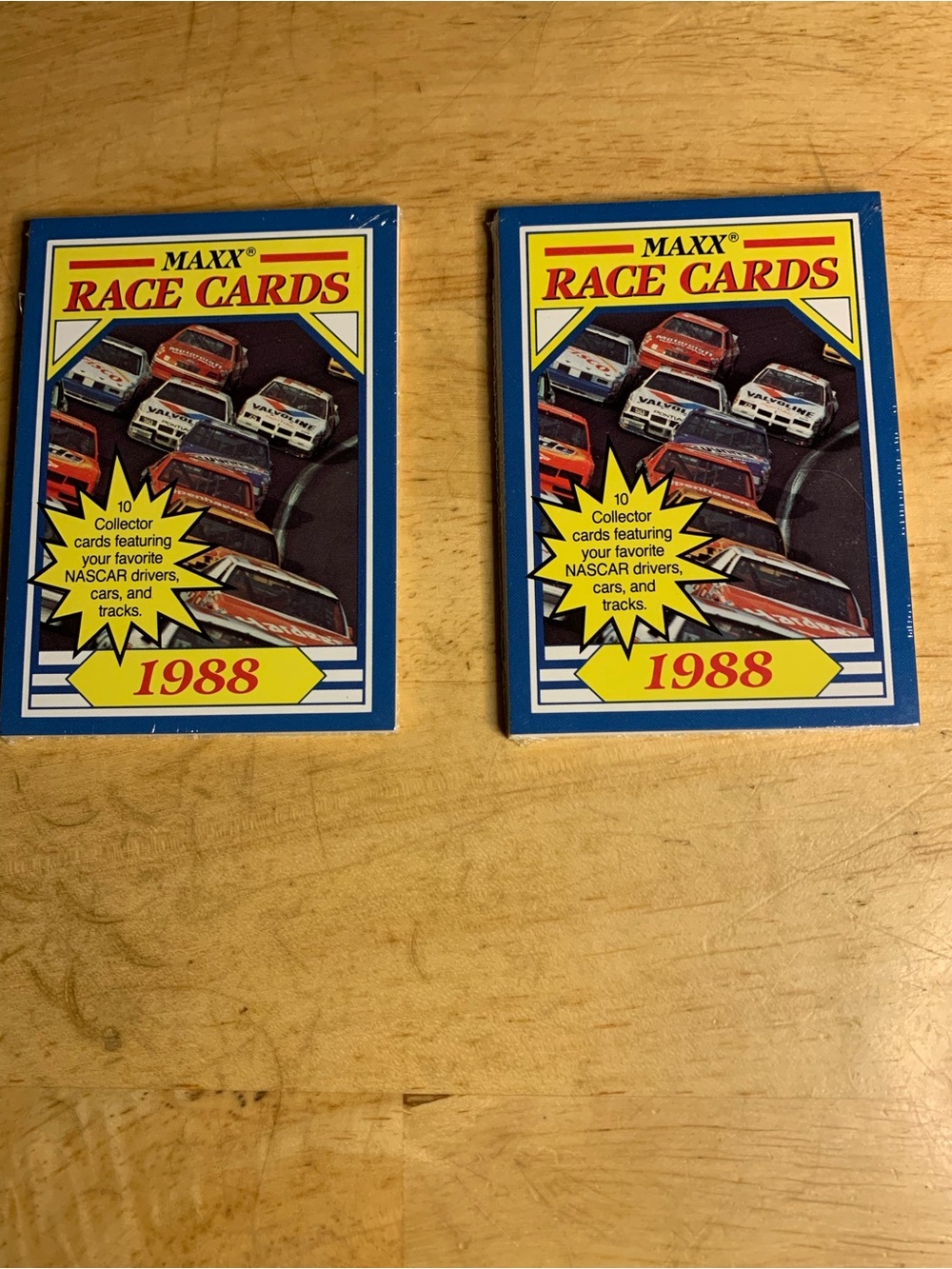 Race Cards 1988 Collector Pack - Blue & Yellow Maxx unopened packs . 2 packs